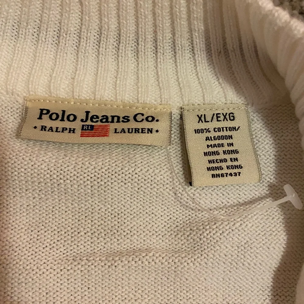 Polo Jeans Company white and navy sweater in size XL. NWOT - Picture 5 of 12